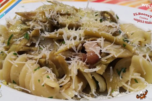 373 – Fusilli carciofi e guanciale… fatti in modo artigianale!!