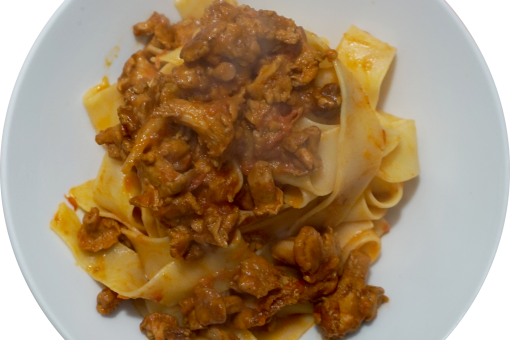 721 – Pappardelle al ragù di funghi galletti… si va a chili e non a etti!